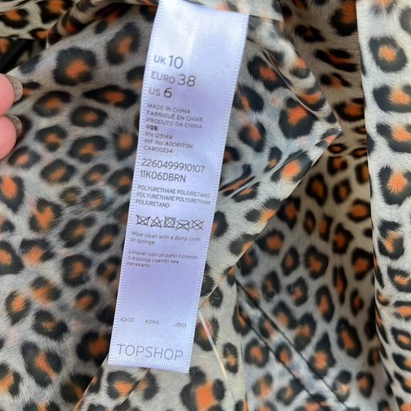 Topshop Leopard clear transparent rain coat size 6 - Picture 6 of 6